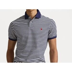 MENS POLO RALPH LAUREN S/S POLO SHIRT~SZ XXL~NAVY/WHITE~NWT